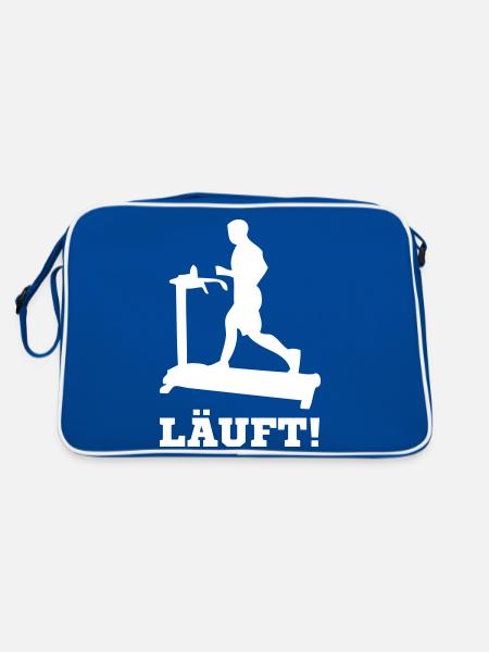 Jogger auf Laufband. LÄUFT! - Retro Tasche - Blau/Weiß - Hinten