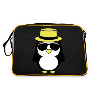 cool_pinguin_02 - Retro Tasche - Schwarz/Gold - Hinten