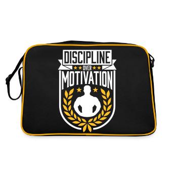 discipline over motivation Zitat - Retro Tasche - Schwarz/Gold - Hinten