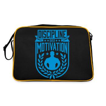 discipline over motivation Zitat - Retro Tasche - Schwarz/Gold - Hinten