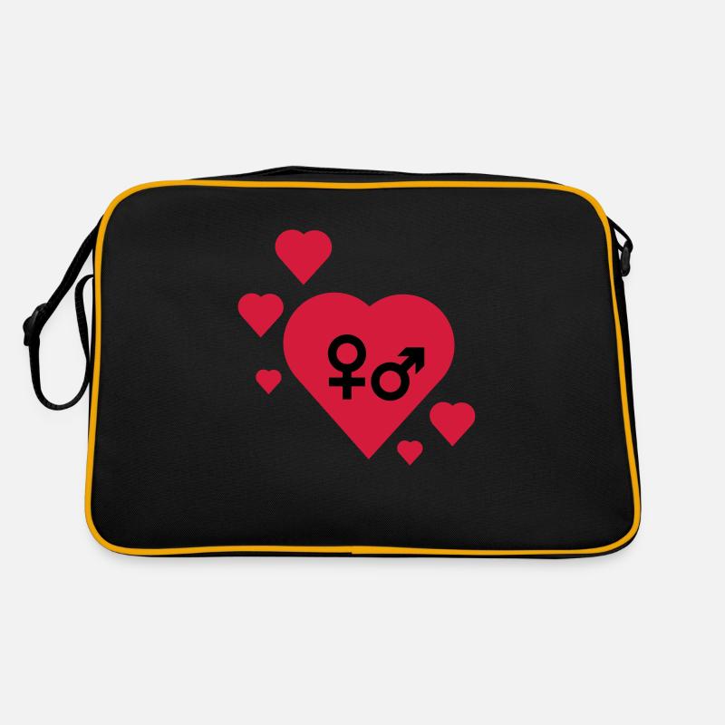Symbole im Herz - Retro Tasche - Schwarz/Gold