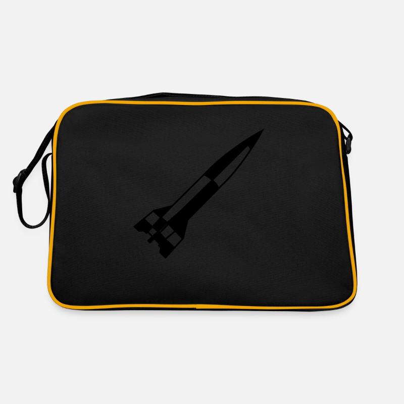 A4 Rakete einfarbig schwarz Retro Tasche