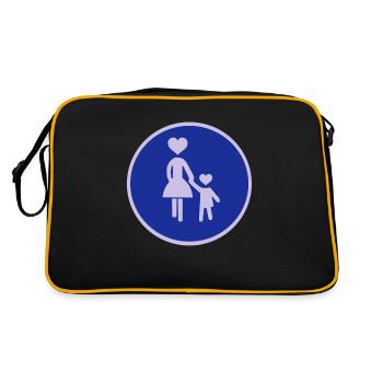 Trafic signe piétonne femme avec enfant 2C. - Sac Retro - noir/or - Dos