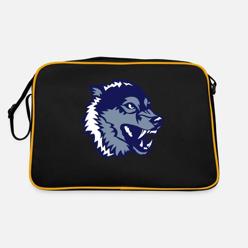 loup animaux sauvage cartoon profil 2401 Sac Retro