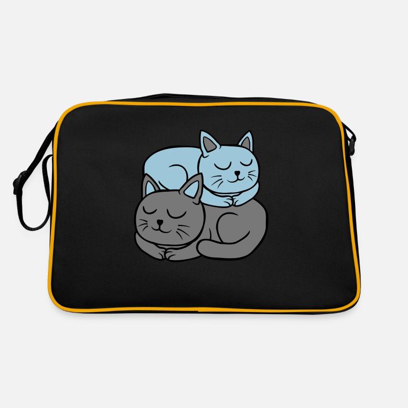 2 cats sleep on each other Retro Bag