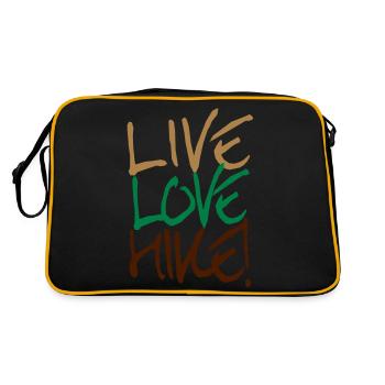 Live-Love-Hike! - Retro Tasche - Schwarz/Gold - Hinten