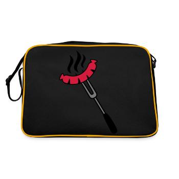 Grill Sausage Logo - Retro Tasche - Schwarz/Gold - Hinten