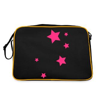 Pink Stars - Retro Tasche - Schwarz/Gold - Hinten
