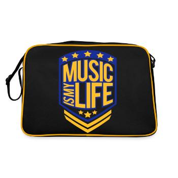 La musique est ma vie Musik ist mein Leben liebe spruch - Sac Retro - noir/or - Dos