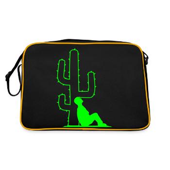 cactus relaxing leaning man resting sleeping - Retro Bag - black/gold - Back
