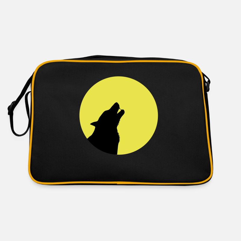 Wolf heult Mond böse wolve howling moon dangerous Retro Tasche