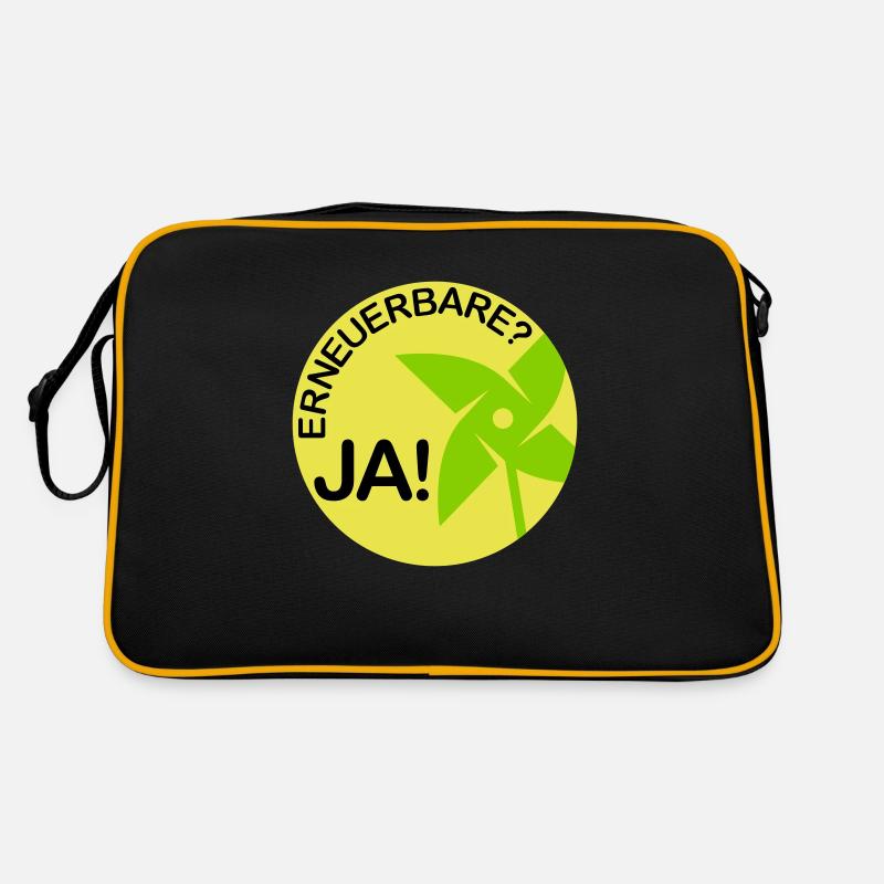 erneuerbare? ja! (rund) - Retro Tasche - Schwarz/Gold