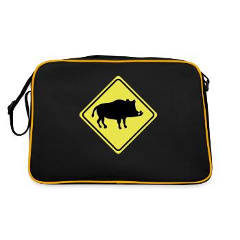 Attention - Sanglier de porc - 2 vecteur de - Sac Retro - noir/or - Dos