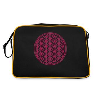 Blume des Lebens - Retro Tasche - Schwarz/Gold - Hinten