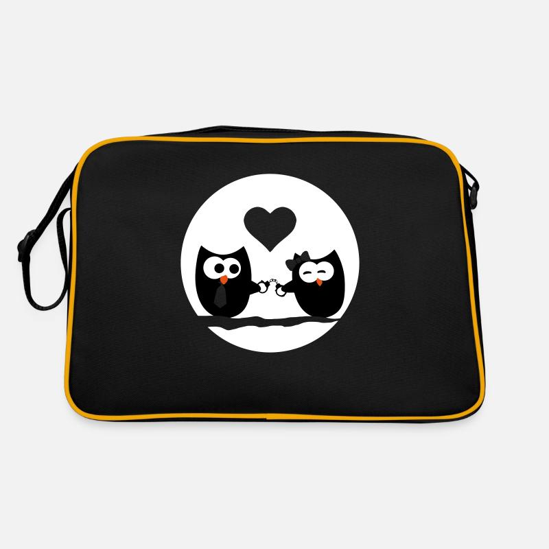 Hiboux dans l'amour - Sac Retro - noir/or
