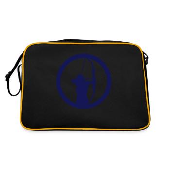 schießen Bogen Logo Bogenschütze - Retro Tasche - Schwarz/Gold - Hinten