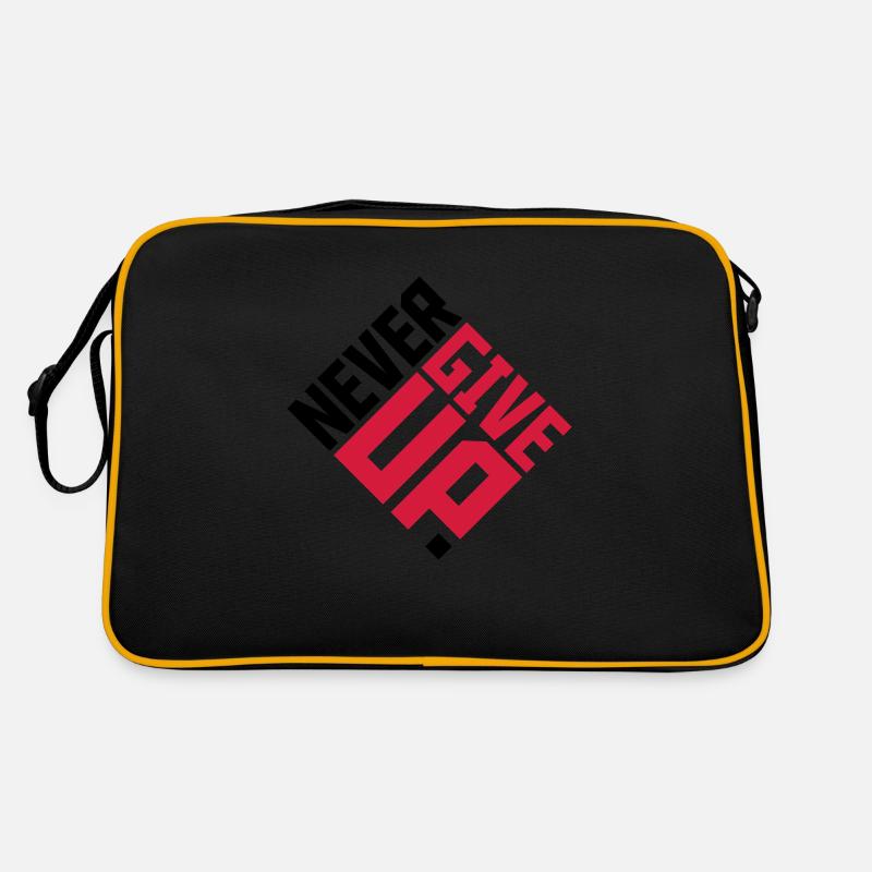 never give up square red cool logo team design ni Retro Bag