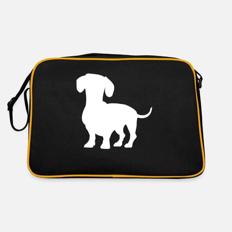 Dackel - Retro Tasche - Schwarz/Gold