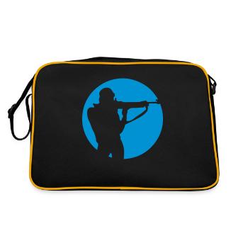 Biathlon Logo schießen stehen - Retro Tasche - Schwarz/Gold - Hinten