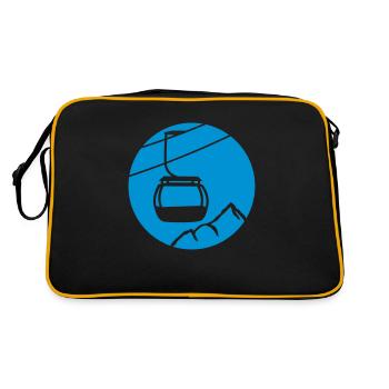 kreis rund logo schwebebahn eine einzelne gondelba - Retro Tasche - Schwarz/Gold - Hinten