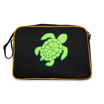 Clipart Design Meeresschildkroete - Retro Tasche - Schwarz/Gold - Hinten