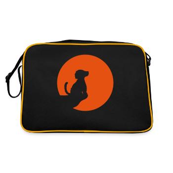 Sitzender Hund Klippe Mond - Retro Tasche - Schwarz/Gold - Hinten