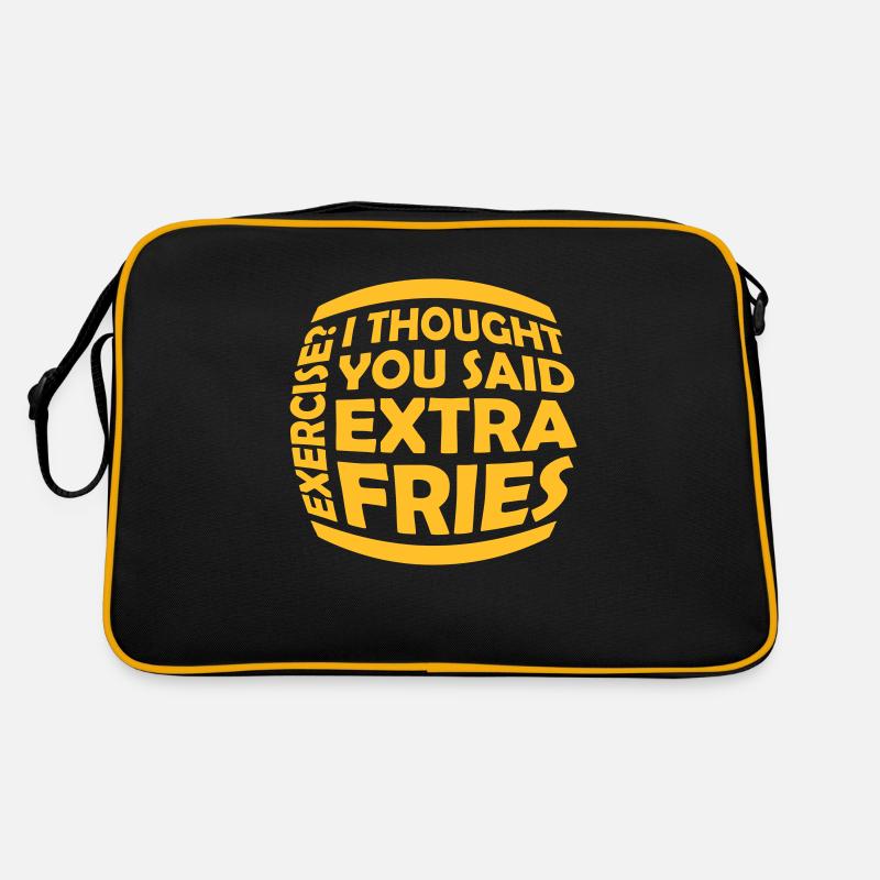 Exercise Extra Fries Zitat Retro Tasche