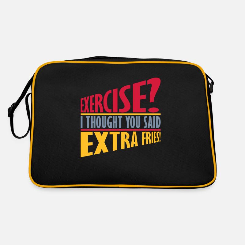 Exercise Extra Fries Zitat Retro Tasche
