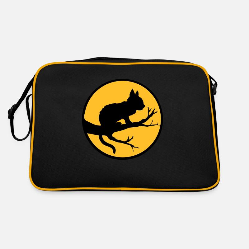 Black Cat Moon Tree Retro Bag