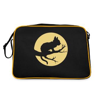 Baum Mond Schwarze Katze - Retro Tasche - Schwarz/Gold - Hinten