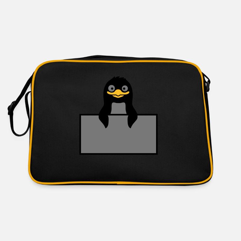 Alberner Pinguin hinter Schild Retro Tasche