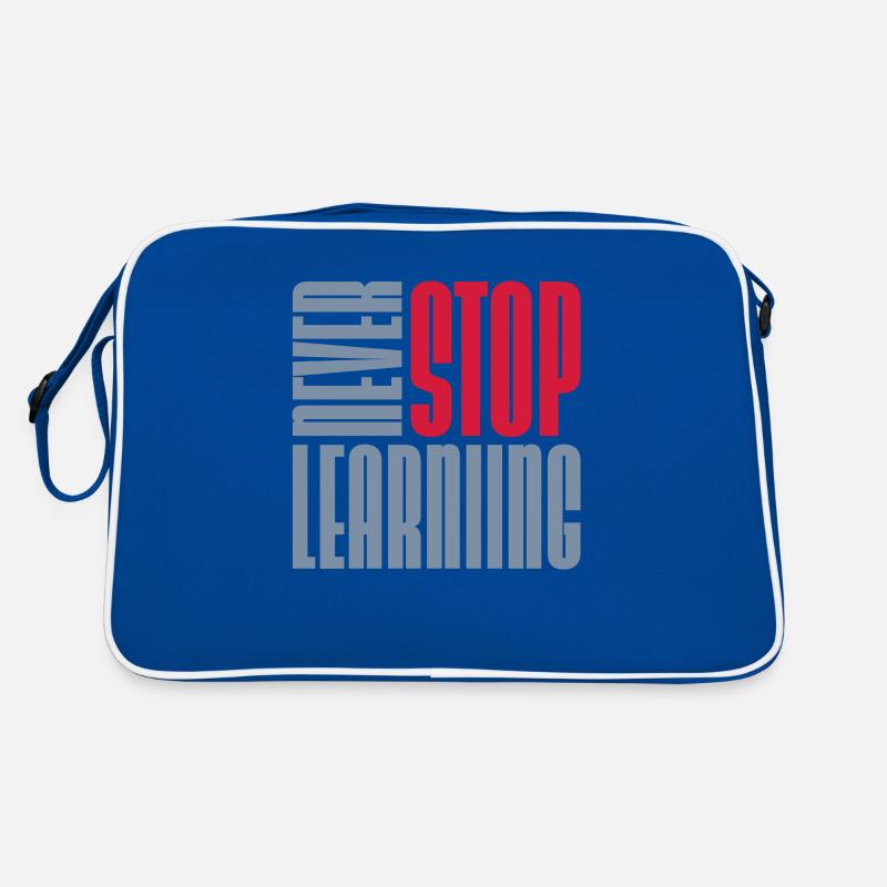 never stop learning Zitat Retro Tasche