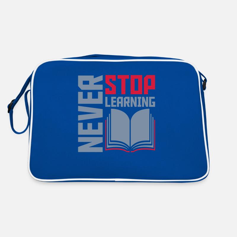 never stop learning Zitat Retro Tasche