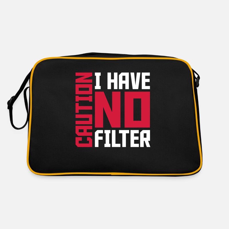 caution no filter Zitat Retro Tasche