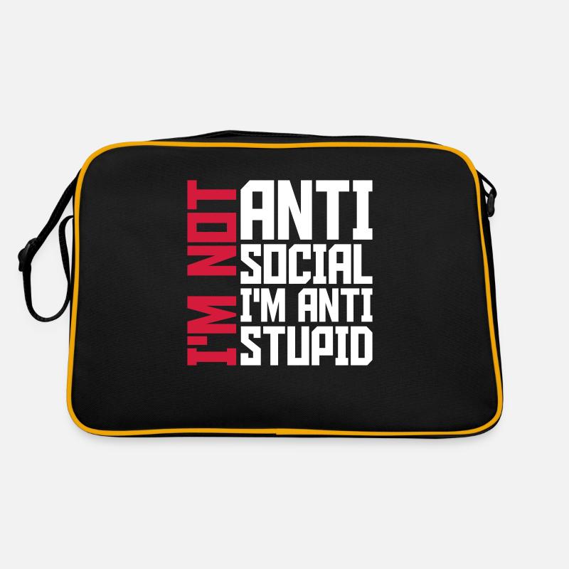 not antisocial anti stupid Retro Tasche