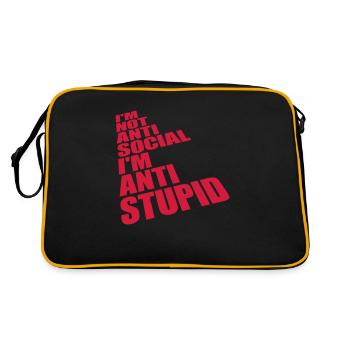 not antisocial anti stupid - Retro Tasche - Schwarz/Gold - Hinten