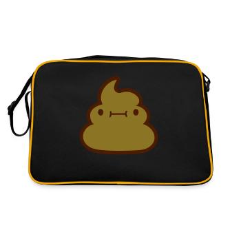 Kawaii shit pile face - Retro Bag - black/gold - Back