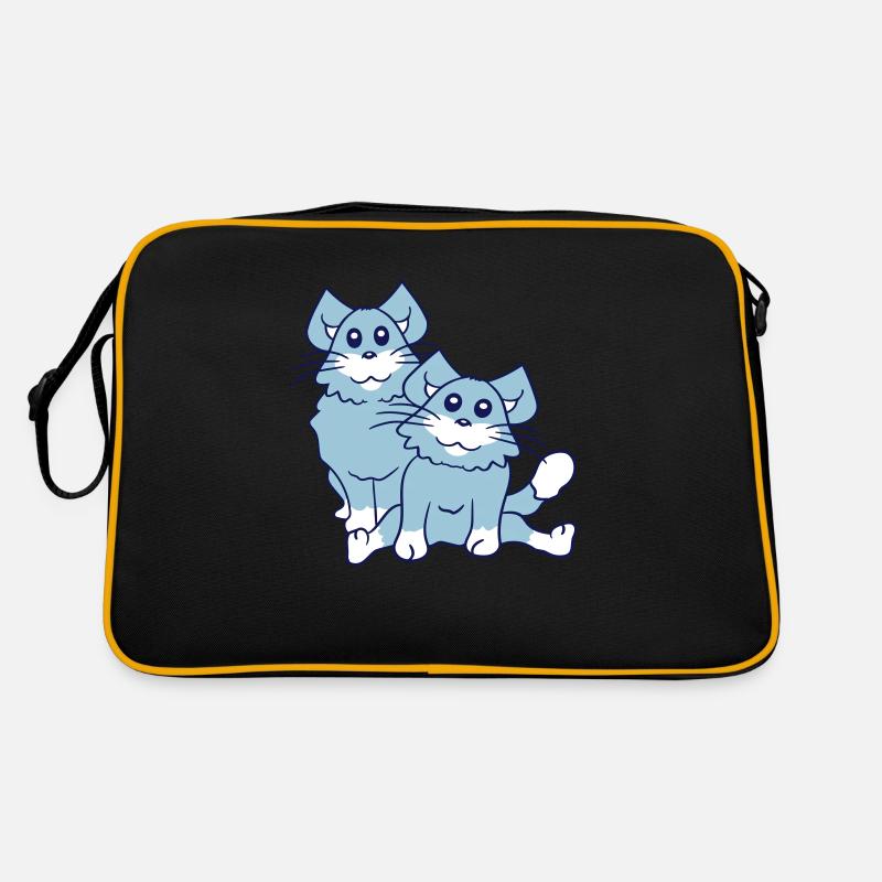 Zwei Glückliche Katzen 2 Freunde Pärchen Team Paar Retro Tasche