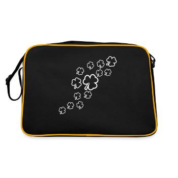 Shamrock Many Three-Leaf Leaves Green Pattern - Retro Bag - black/gold - Back