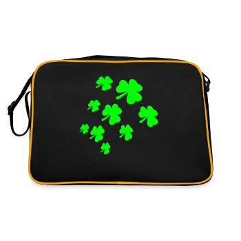 Shamrock Many Three-Leaf Leaves Green Pattern - Retro Bag - black/gold - Back