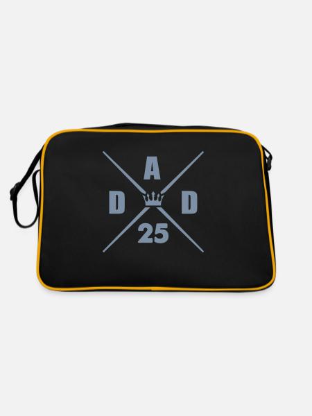 dad 25 papa - Retro Tasche - Schwarz/Gold - Hinten