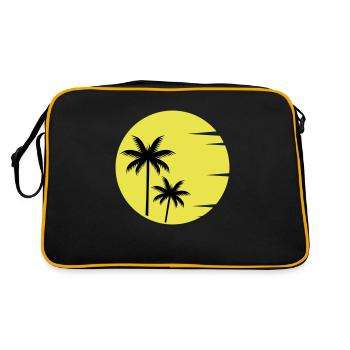 Sunset Palmen - Retro Tasche - Schwarz/Gold - Hinten