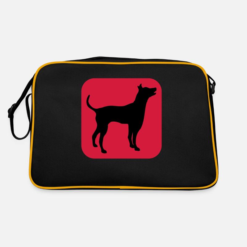 Hund Silhouette Symbol Button Logo Quadrat Cool Retro Tasche