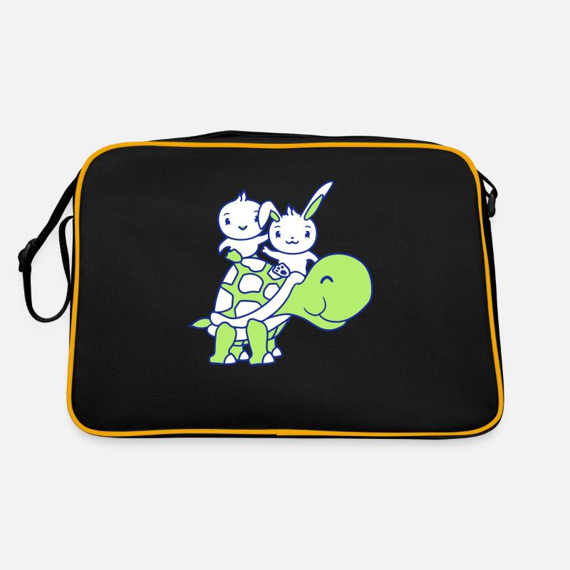 2 Bunny Bird Big Giant Turtle Waving Team Retro Bag