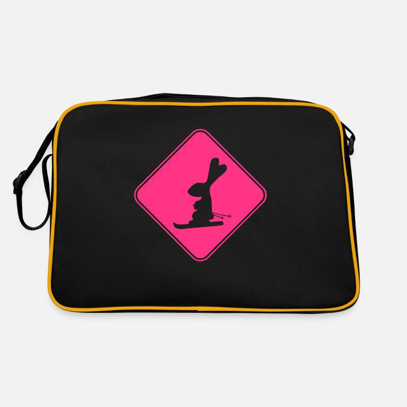 Rabbit Warning Sign Ski Bunny Skiing Skiing Retro Bag