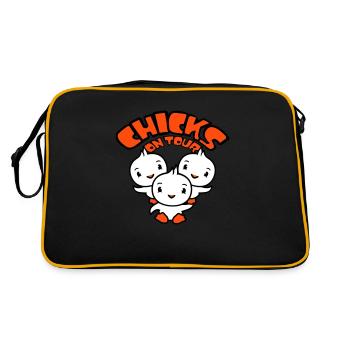 3 oiseaux poussins en tournée disant fêtarde filles femmes - Sac Retro - noir/or - Dos