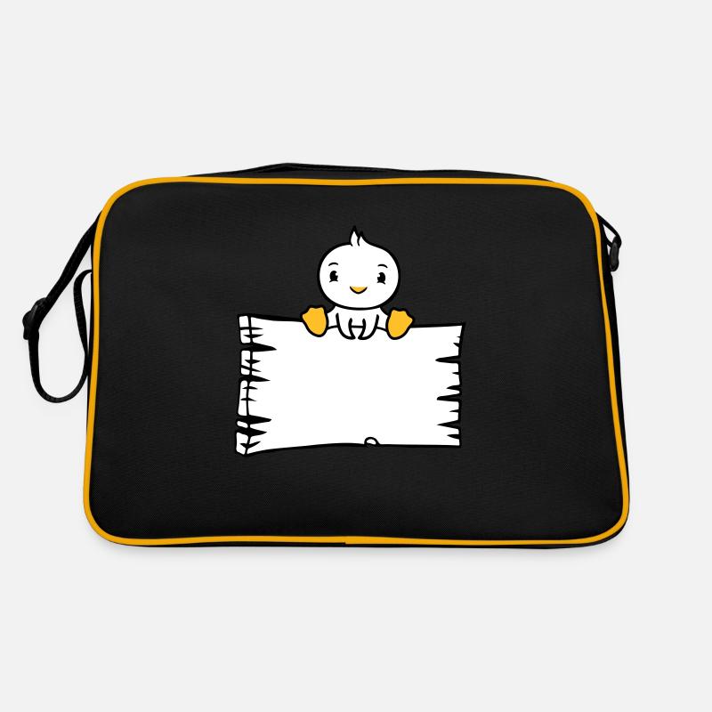 Vogel sitzt auf Holzschild Text Schild Rahmen süß Retro Tasche