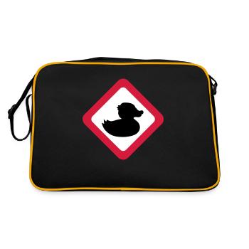 Ente Hinweisschild Warnung Achtung Gefahr Vorsicht - Retro Tasche - Schwarz/Gold - Hinten