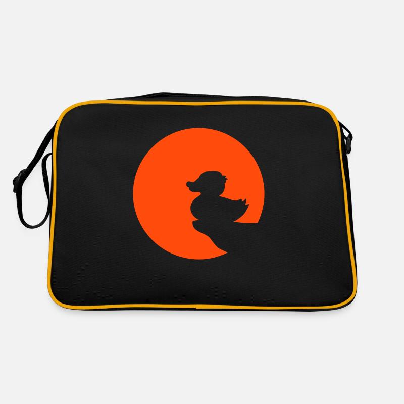 Ente sitzt Mond nachts Klippe Werwolf heulen Wolf Retro Tasche