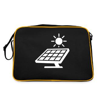 Solar Strom Symbol Photovoltaik - Retro Tasche - Schwarz/Gold - Hinten